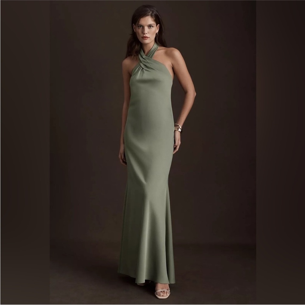 BHLDN Sage Green Halter Maxi Dress